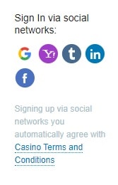 Registration in Casino X through social networks